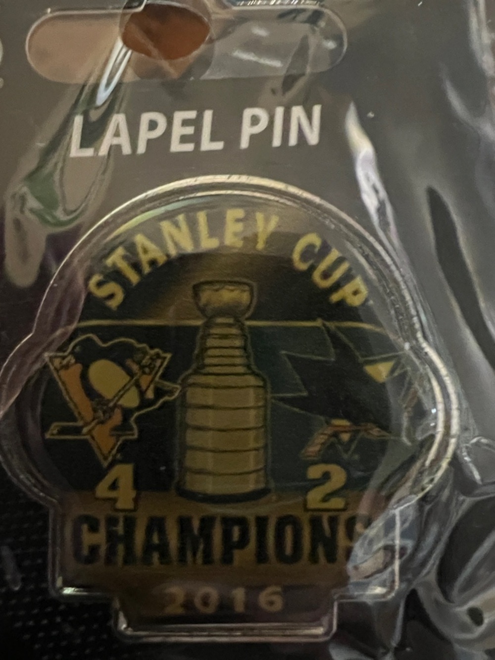 2016 Stanley Cup Champions Gold & Black Lapel Pin